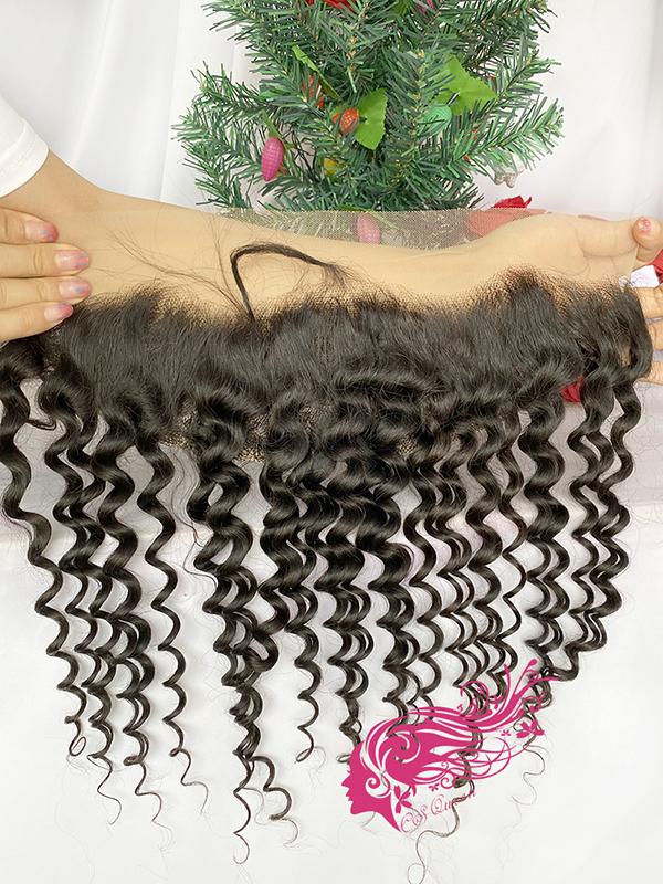 Csqueen Mink hair Jerry Curly 13*4 Transparent Lace Frontal Free Part 100% virgin Hair